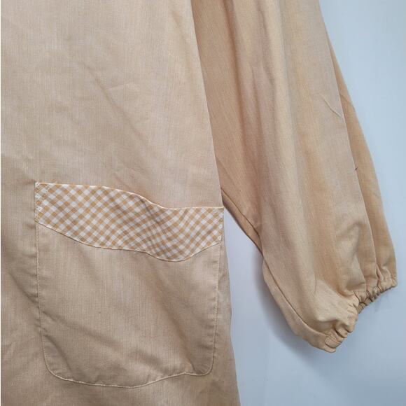 Vintage Tan Beaded Embroidered‎ Cottage Asian Smock Tunic - Picture 6 of 9
